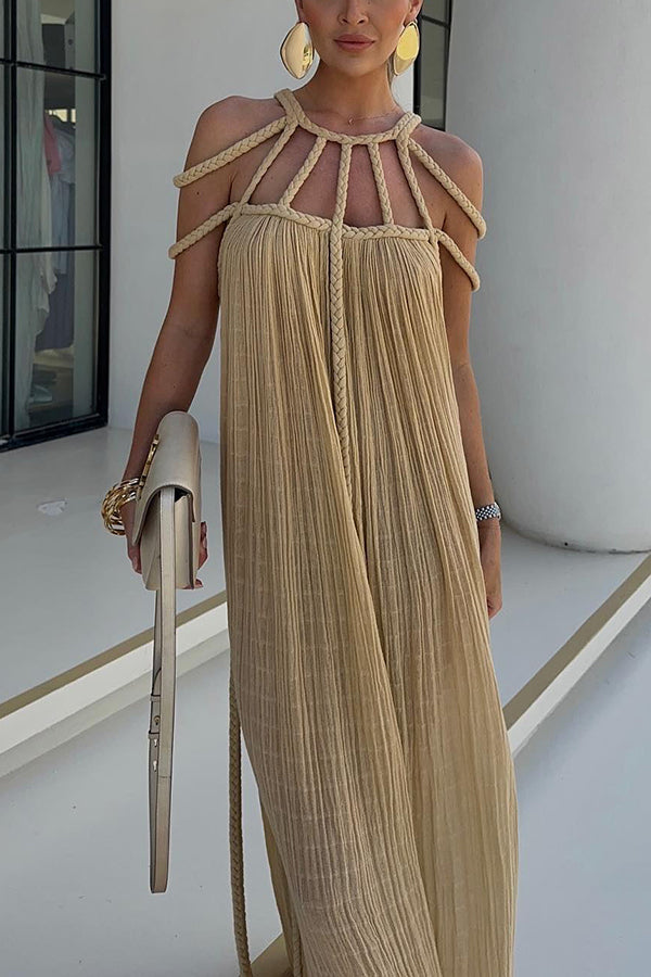 Vestido Maxi de Lino con Trenzas - Elegancia en Movimiento