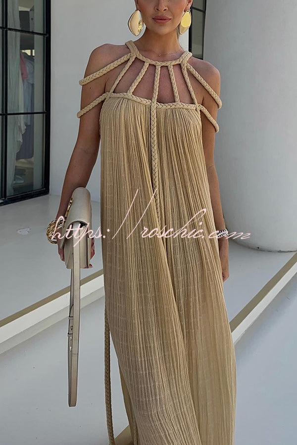 Vestido Maxi de Lino con Trenzas - Elegancia en Movimiento